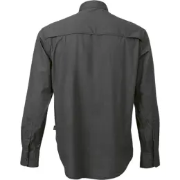 Mens Heritage Stretch Long Sleeve Shirt Charcoal Back